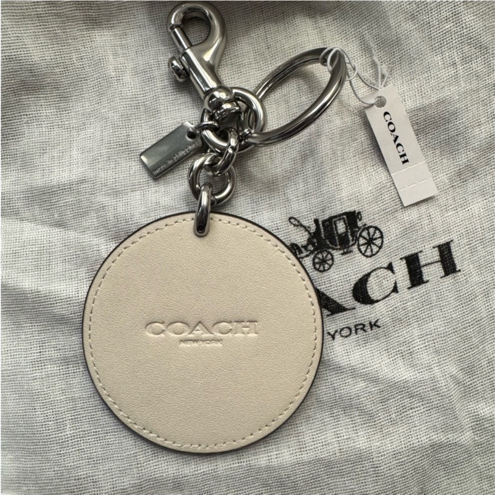 Coach Leather Beach Ball bag charm keychain silver red blue white & dusty - NWT - Picture 2 of 10